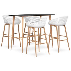 vidaXL barsæt 5 dele sort og hvid