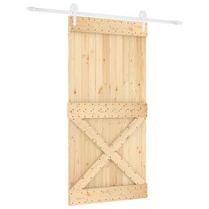 vidaXL Skyded&oslash;r Natur og hvid 100 x 210 cm Massivt Fyrretr&aelig;
