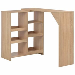 vidaXL barbord med flytbar hylde 138x39x110 cm egetr&aelig;sfarve