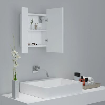 vidaXL badeværelsesskab med LED-lys 40x12x45 cm akryl hvid