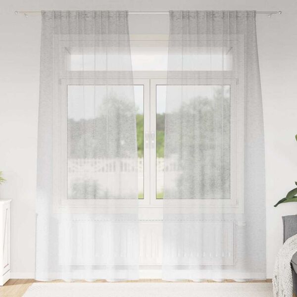vidaXL Voile Gardin med gardiner 2 pcs Lysegrå 225 x 140 cm Polyester