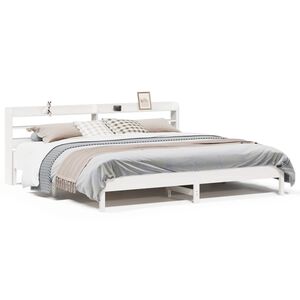 vidaXL sengeramme uden madras 200x200 cm massivt fyrretr&aelig; hvid