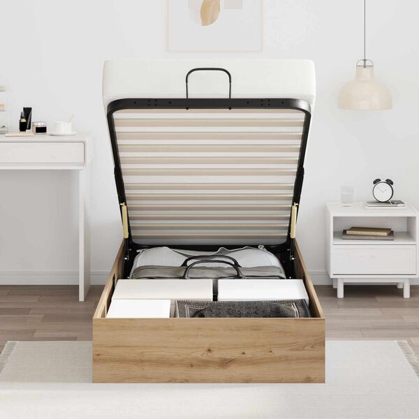 vidaXL Ottoman Sengestel Artisan Egetr&aelig; 90 x 200 cm Konstrueret tr&aelig;