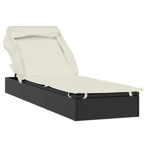vidaXL liggestol med foldbart tag 213x63x97 cm polyrattan sort
