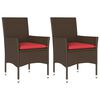 vidaXL havestole med hynder 2 stk. polyrattan brun