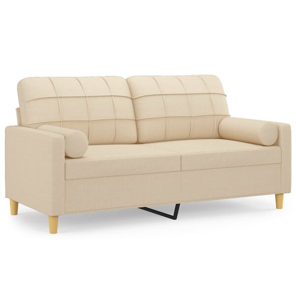 vidaXL 2-personers sofa med pyntepuder 140 cm stof cremefarvet