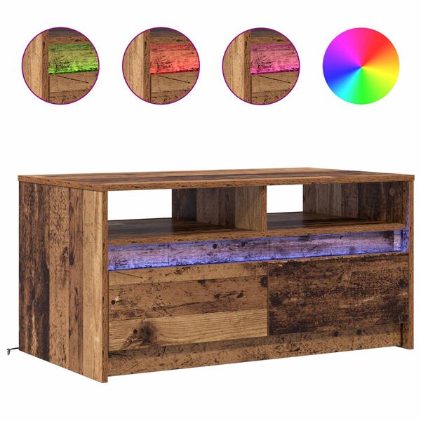 vidaXL Sofabord med skuffe Gammelt tr&aelig; 90 x 50 x 45 cm Konstrueret tr&aelig;