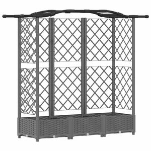 vidaXL H&aelig;vet Bed med Trellis og Tag Lysegr&aring; 163 x 40 x 126 cm PP