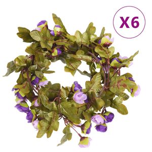 vidaXL blomsterguirlander 6 stk. 215 cm lyslilla