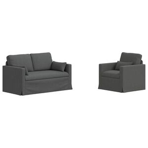 vidaXL Sofa 2 pcs M&oslash;rkegr&aring; 139 x 78 x 80 cm Stof