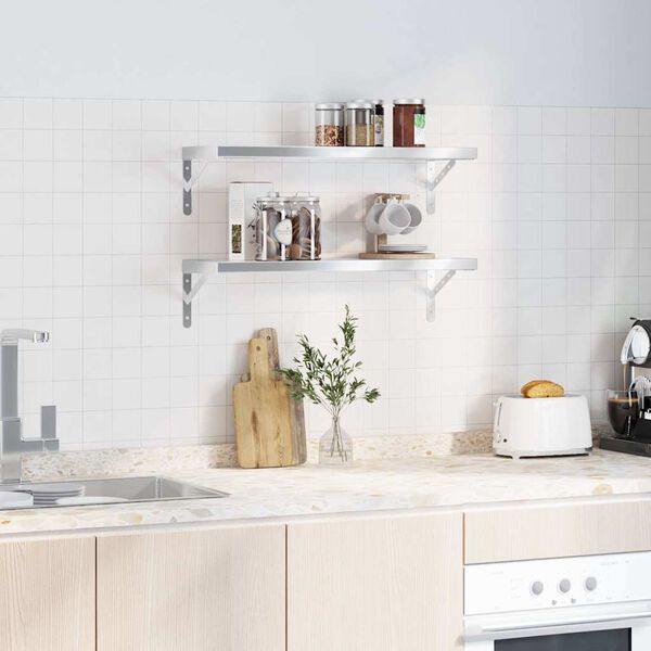 vidaXL v&aelig;ghylder 2 stk. 75x23,5 cm rustfrit st&aring;l s&oslash;lvfarvet