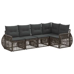 vidaXL Havesofa S&aelig;t 5 stk. Gr&aring; og M&oslash;rkegr&aring; polyrattan