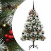 vidaXL Kunstigt juletr&aelig; Gr&oslash;n og hvid 150 cm PVC og metal og plast