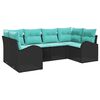 vidaXL Havesofa S&aelig;t 6 stk. Sort og turkis polyrattan
