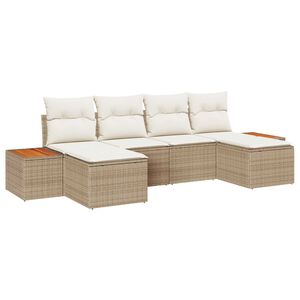vidaXL Havesofa S&aelig;t med pude 6 pcs Beige og creme Poly Rattan