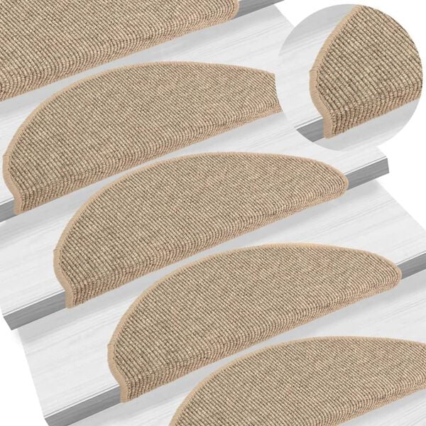 vidaXL trappemåtter 15 stk. 65x21x4 cm mørkebeige halvrund store