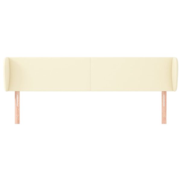 vidaXL sengegavl med kanter 203x23x78/88 cm kunstl&aelig;der cremefarvet