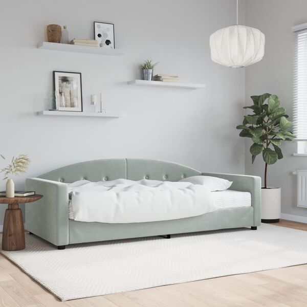 vidaXL daybed med madras 90x190 cm velour lysegr&aring;