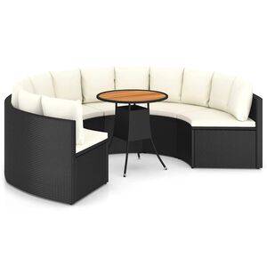 vidaXL sofas&aelig;t til haven 7 dele med hynder polyrattan sort