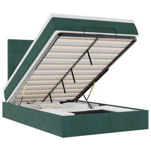 vidaXL osmannisk sengeramme med madrasser 120x200 cm fl&oslash;jl m&oslash;rkegr&oslash;n