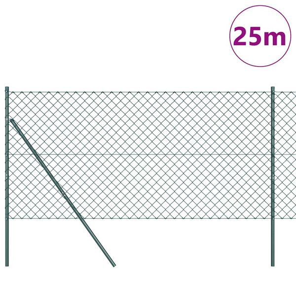 vidaXL Hegnsp&aelig;l Gr&oslash;n 25 x 1,4 m (60 x 60 mm net) St&aring;l og PVC