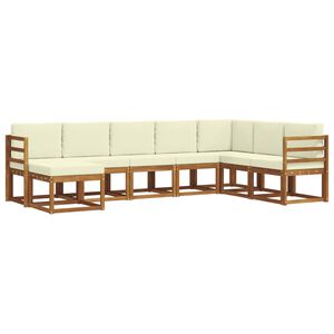 vidaXL Udend&oslash;rs sofagruppe med pude 8 pcs Naturlig og Fl&oslash;de