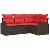 vidaXL Havesofa S&aelig;t med pude 4 pcs Brun og R&oslash;d polyrattan