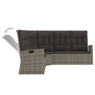 vidaXL hjørnemodul til sofa med hynder polyrattan grå