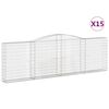 vidaXL buede gabionkurve 15 stk. 400x30x120/140 cm galvaniseret jern