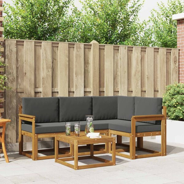 vidaXL Udend&oslash;rs sofagruppe med pude 5 pcs Naturlig og Antracit