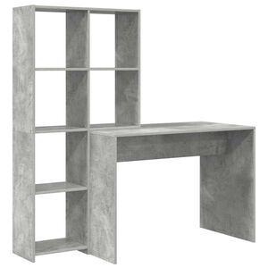 vidaXL Bord med hylde Beton Gr&aring; 138,5 x 55 x 143 cm Konstrueret tr&aelig;