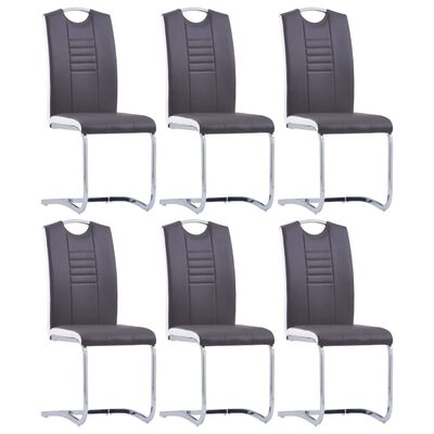 vidaXL spisebordsstole med cantilever 6 stk. kunstlæder grå