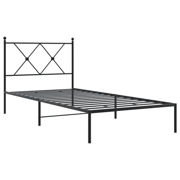 vidaXL sengeramme med sengegavl 90x200 cm metal sort