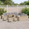 vidaXL Havesofa S&aelig;t med pude 14 pcs Beige polyrattan