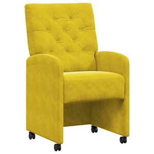 vidaXL Spisebordsstole med hjul 2 stk. Fl&oslash;jl Gul 58 x 67 x 97 cm