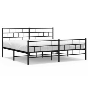 vidaXL sengeramme med sengegavl og fodg&aelig;rde 183x213 cm metal sort