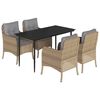 vidaXL spisebordss&aelig;t til haven 5 dele med hynder polyrattan beige