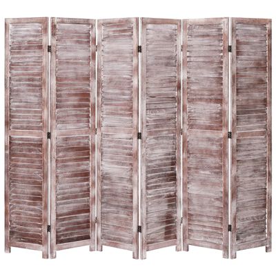 vidaXL 6-panels rumdeler 210 x 165 cm træ brun