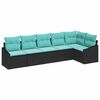 vidaXL Sofa S&aelig;t med pude 6 pcs Sort polyrattan