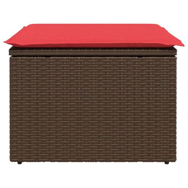 vidaXL haveskammel med hynde brun 55x55x37 cm polyrattan