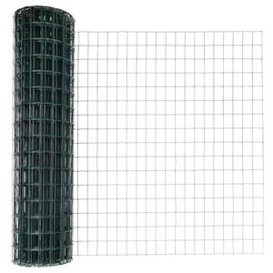 vidaXL Eurohegn med stolpe 10 x 1,2 m PVC-belagt st&aring;l Gr&oslash;n Mesh