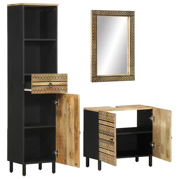 vidaXL badev&aelig;relsesm&oslash;bels&aelig;t 3 dele massivt mangotr&aelig;