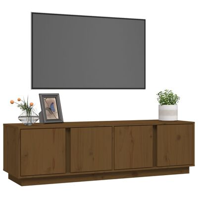 vidaXL tv-bord 140x40x40 cm massivt fyrretræ gyldenbrun