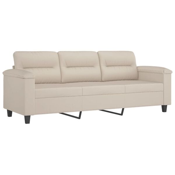 vidaXL 3-personers sofa med fodskammel 180 cm mikrofiberstof creme