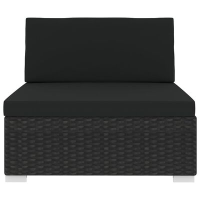 vidaXL midtersæde til sofa 1 stk. med hynder polyrattan sort