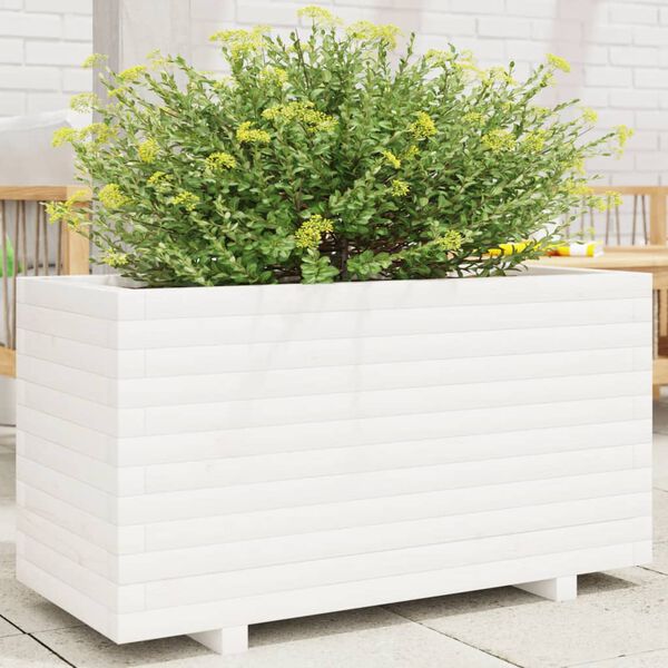 vidaXL plantekasse 90x40x49,5 cm massivt fyrretr&aelig; hvid