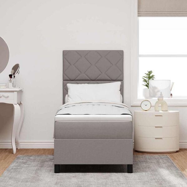 vidaXL Box spring seng med madras Gr&aring;brun 80 x 200 cm Stof