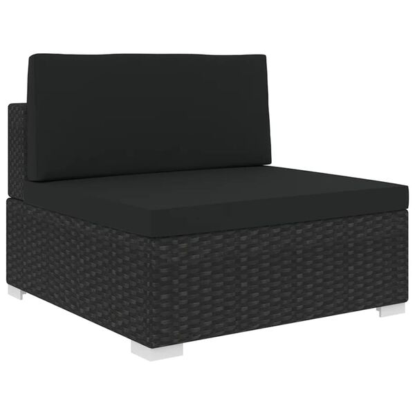 vidaXL midters&aelig;de til sofa 1 stk. med hynder polyrattan sort