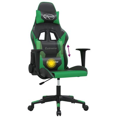 vidaXL gamingstol m. massagefunktion kunstlæder sort og grøn