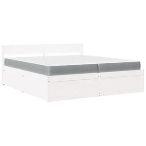 vidaXL seng med skuffer og madras 200x200 cm massivt fyrretr&aelig; hvid